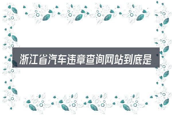 浙江省汽车违章查询网站到底是什么