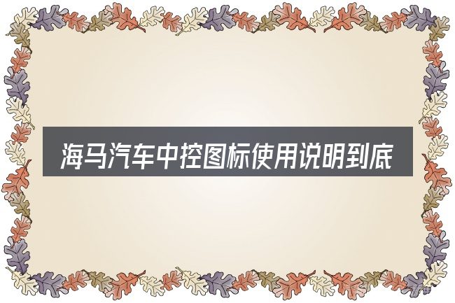 海马汽车中控图标使用说明到底是什么