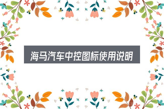 海马汽车中控图标使用说明全面解析：保养与后期花费的真实情况