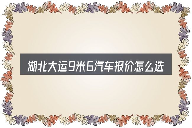 湖北大运9米6汽车报价怎么选才不容易出错