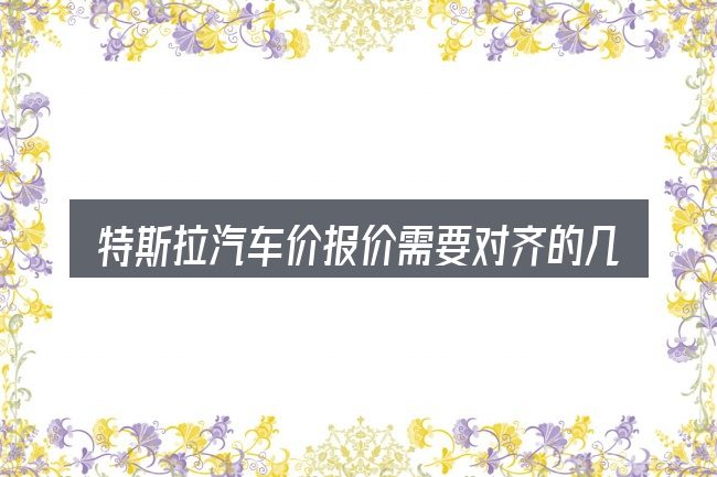 特斯拉汽车价报价需要对齐的几件事