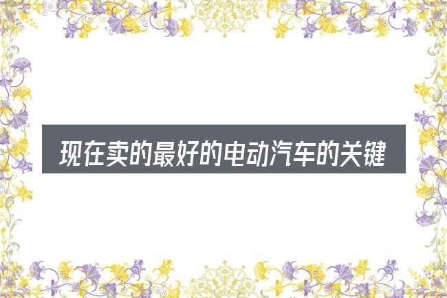 现在卖的最好的电动汽车的关键环节