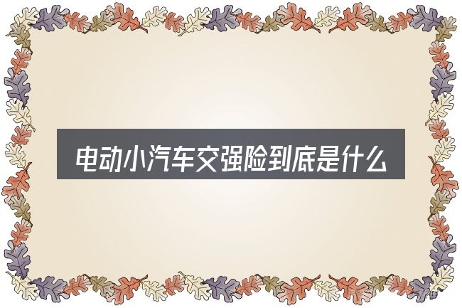 电动小汽车交强险到底是什么