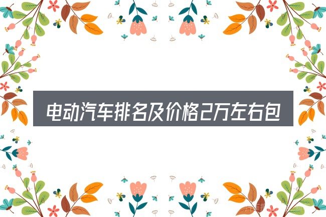 电动汽车排名及价格2万左右包含哪几层意思