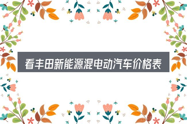看丰田新能源混电动汽车价格表,重点看这几项