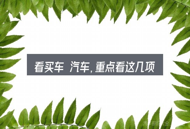 看买车 汽车,重点看这几项