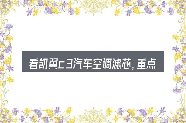 看凯翼c3汽车空调滤芯,重点看这几项