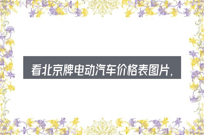 看北京牌电动汽车价格表图片,重点看这几项
