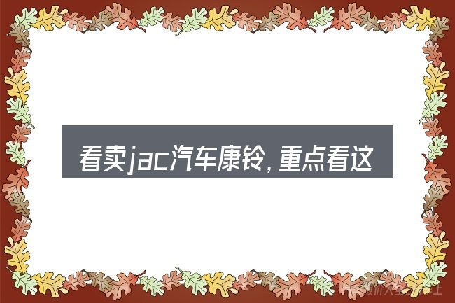 看卖jac汽车康铃,重点看这几项
