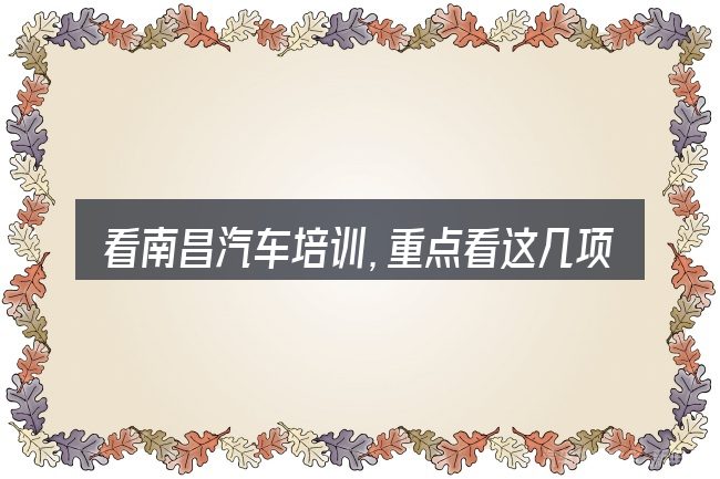 看南昌汽车培训,重点看这几项