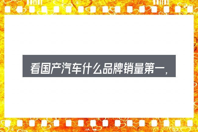 看国产汽车什么品牌销量第一,重点看这几项