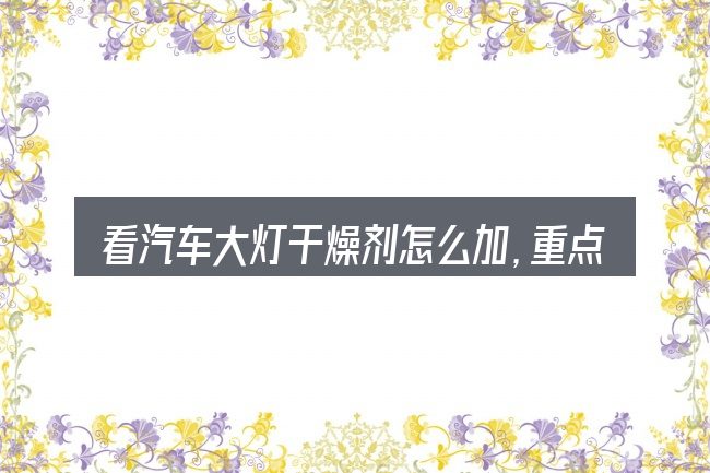 看汽车大灯干燥剂怎么加,重点看这几项