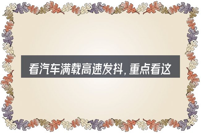 看汽车满载高速发抖,重点看这几项