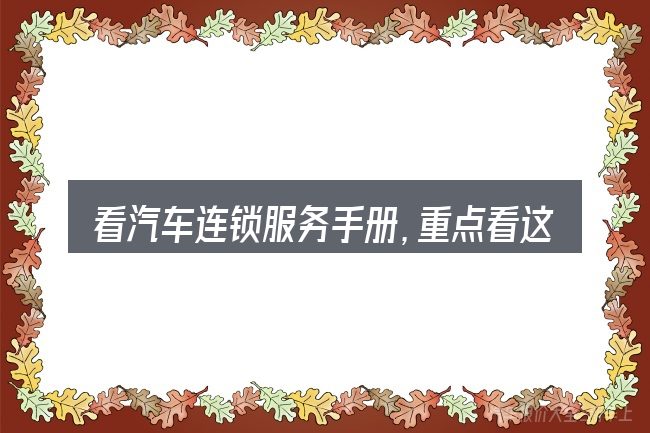 看汽车连锁服务手册,重点看这几项