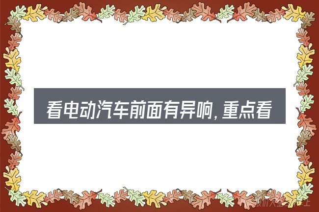 看电动汽车前面有异响,重点看这几项