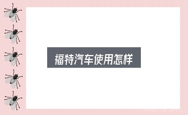 福特汽车使用怎样，一份写给新手的说明