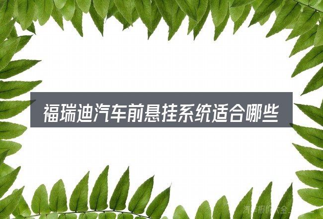 福瑞迪汽车前悬挂系统适合哪些场景