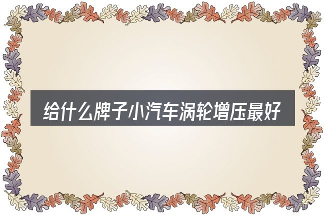 给什么牌子小汽车涡轮增压最好做选择时的几条原则