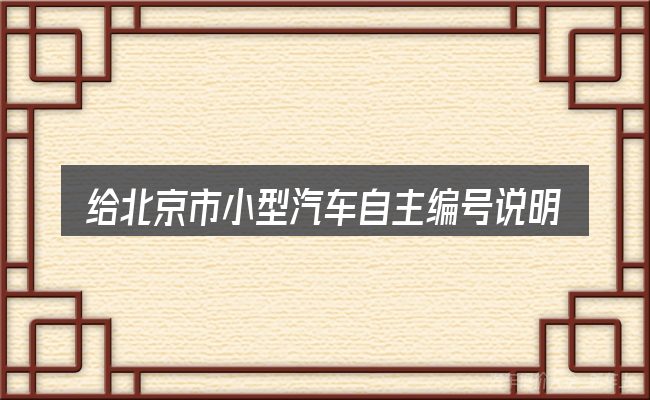 给北京市小型汽车自主编号说明做选择时的几条原则