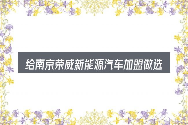 给南京荣威新能源汽车加盟做选择时的几条原则