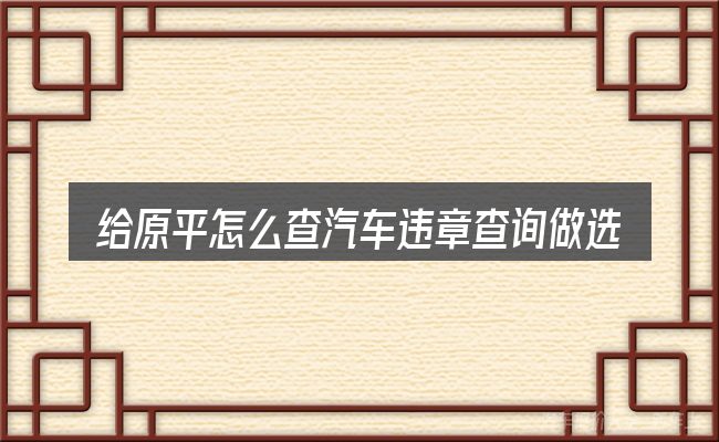 给原平怎么查汽车违章查询做选择时的几条原则
