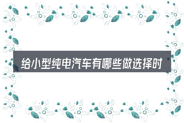 给小型纯电汽车有哪些做选择时的几条原则