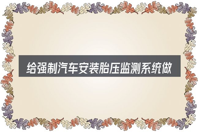 给强制汽车安装胎压监测系统做选择时的几条原则