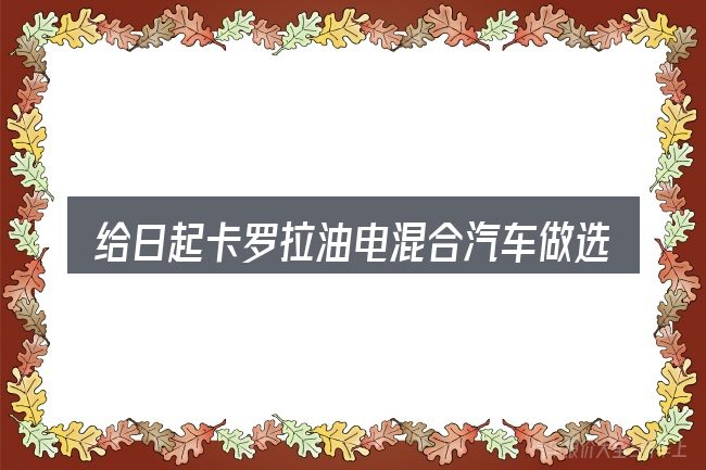 给日起卡罗拉油电混合汽车做选择时的几条原则