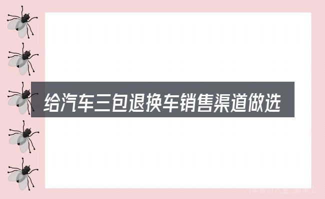 给汽车三包退换车销售渠道做选择时的几条原则