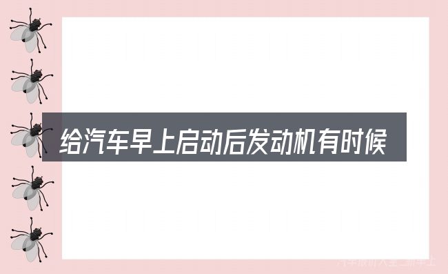 给汽车早上启动后发动机有时候颤抖做选择时的几条原则