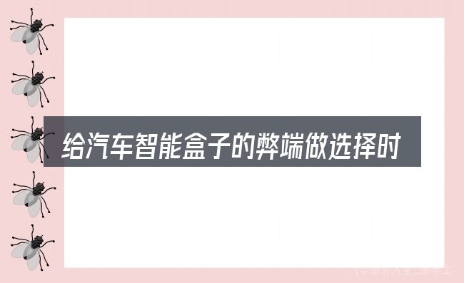 给汽车智能盒子的弊端做选择时的几条原则