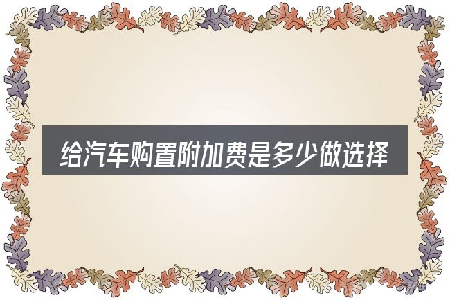 给汽车购置附加费是多少做选择时的几条原则