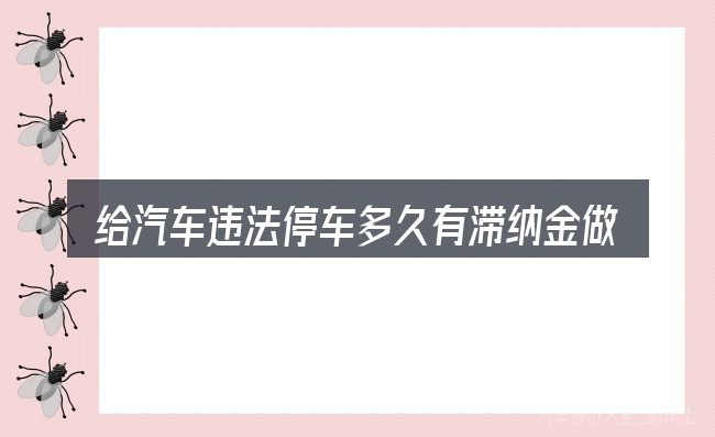 给汽车违法停车多久有滞纳金做选择时的几条原则