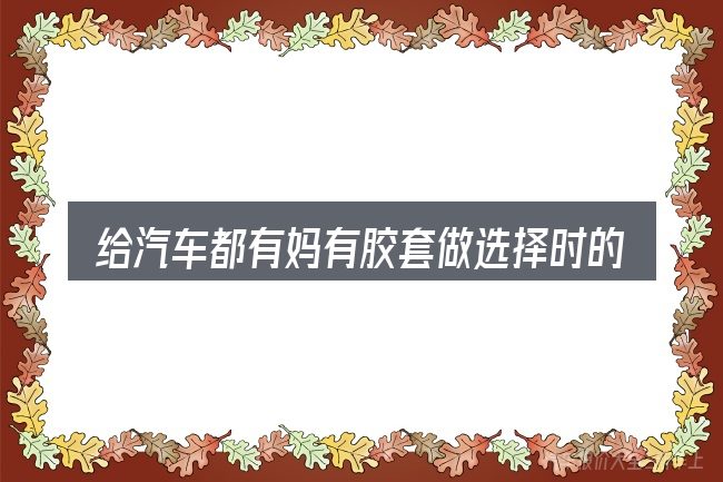 给汽车都有妈有胶套做选择时的几条原则