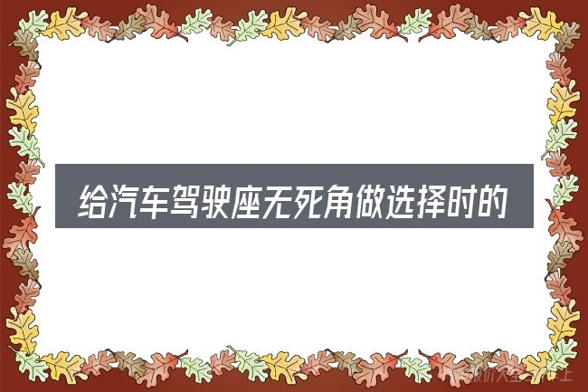 给汽车驾驶座无死角做选择时的几条原则