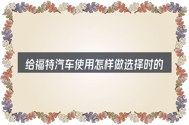 给福特汽车使用怎样做选择时的几条原则