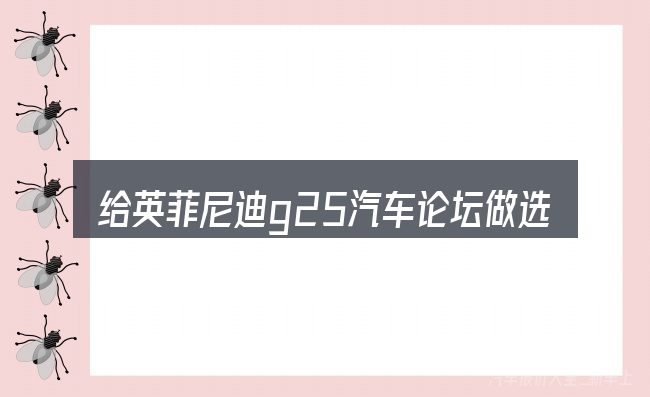 给英菲尼迪g25汽车论坛做选择时的几条原则
