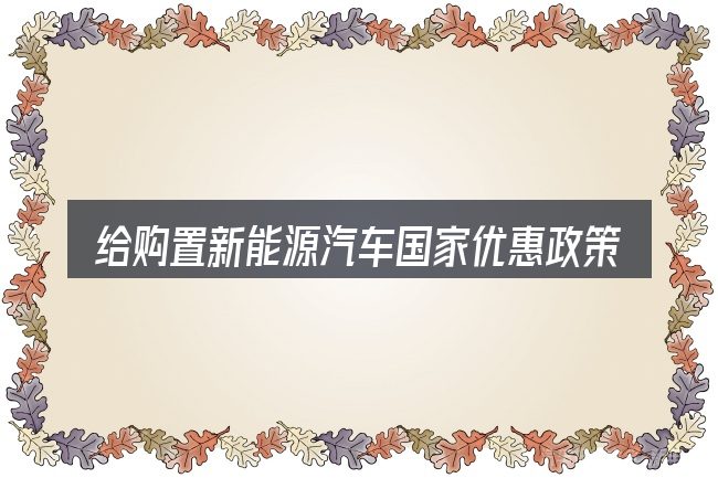 给购置新能源汽车国家优惠政策做选择时的几条原则