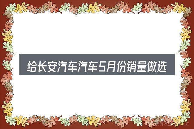 给长安汽车汽车5月份销量做选择时的几条原则