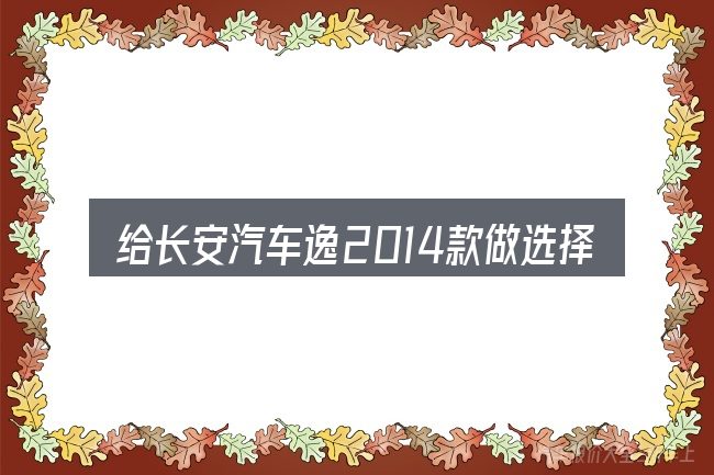 给长安汽车逸2014款做选择时的几条原则