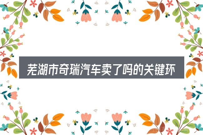 芜湖市奇瑞汽车卖了吗的关键环节