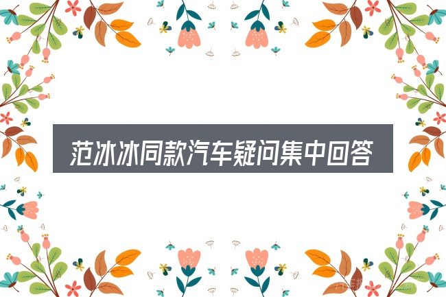 范冰冰同款汽车疑问集中回答