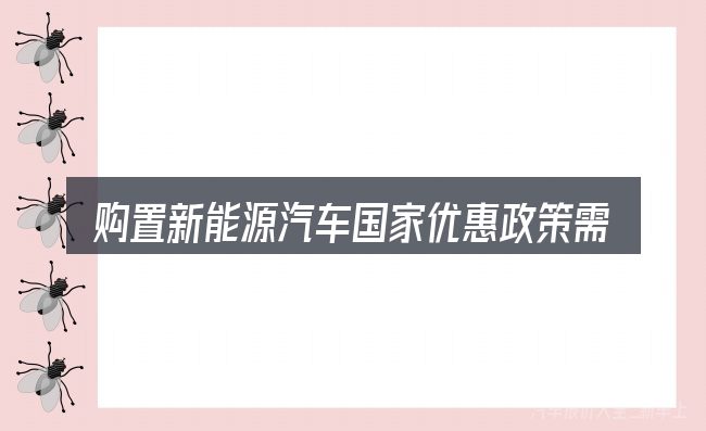 购置新能源汽车国家优惠政策需要对齐的几件事