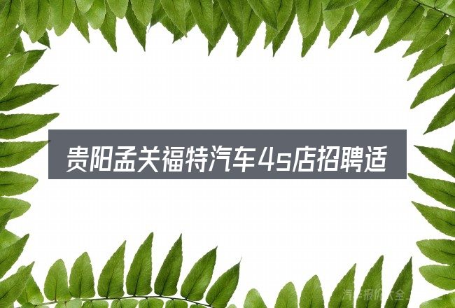 贵阳孟关福特汽车4s店招聘适合哪些场景