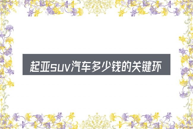 起亚suv汽车多少钱的关键环节