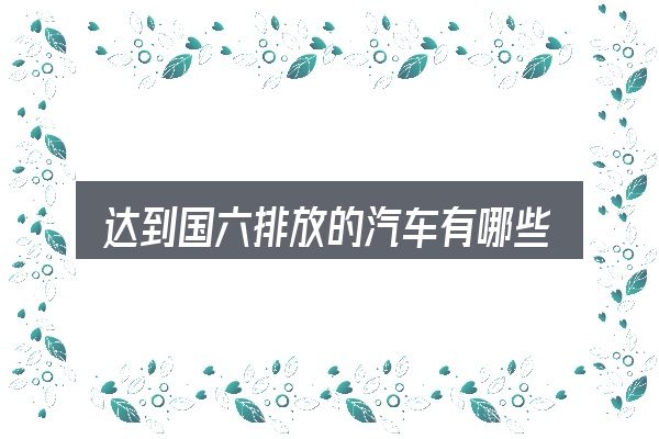达到国六排放的汽车有哪些，照着这个顺序看就行