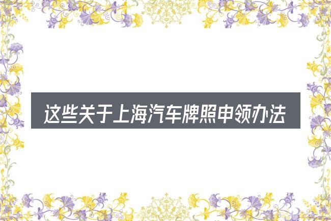 这些关于上海汽车牌照申领办法的理解可能有偏差