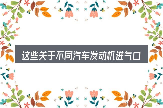 这些关于不同汽车发动机进气口高度的理解可能有偏差