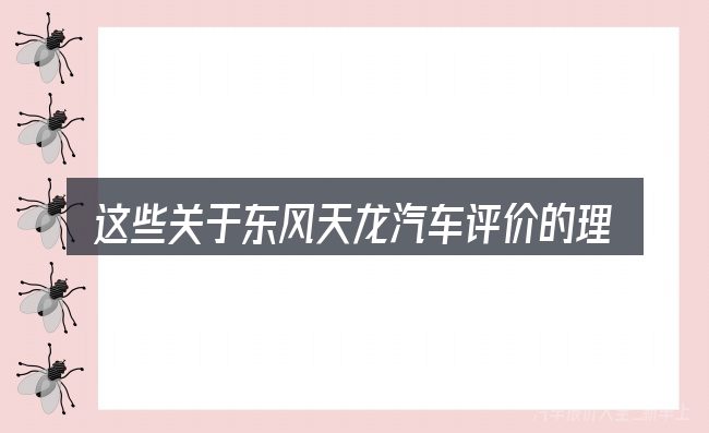这些关于东风天龙汽车评价的理解可能有偏差