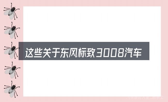 这些关于东风标致3008汽车报价的理解可能有偏差